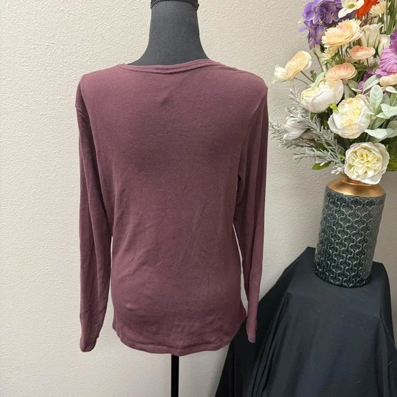 REI Women’s Organic Cotton Long Sleeve Top L | Plum UPF 50+ Hiking Tee - Picture 3 of 7
